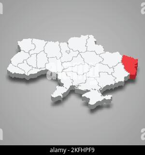 Luhansk Oblast. Region location within Ukraine 3d isometric map Stock Vector