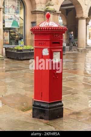 Shrewsbury Shropshire united kingdom 20, October 2022 red  royal mail vintage Victorian post box, still in use in modern times Stock Photo