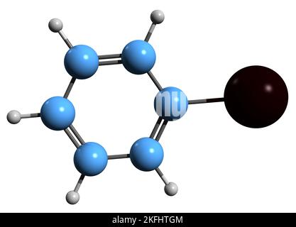 3D image of Iodobenzene skeletal formula - molecular chemical structure of Phenyl iodide isolated on white background Stock Photo