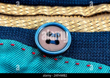 Buttons on the pocket of a man's jacket. Button close-up. Pocket Stock Photo
