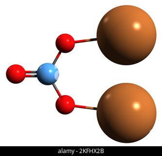 3D image of Potassium carbonate skeletal formula - molecular chemical structure of pearl ash isolated on white background Stock Photo