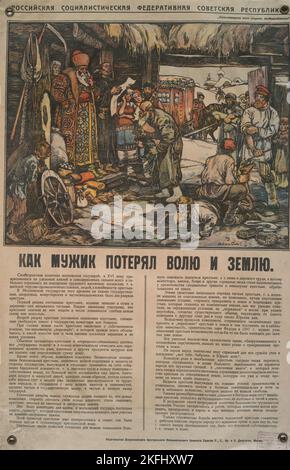 How the Peasant Lost Will and Land, 1918. [Publisher: Izd.VTSIK; Place: Moscow] Additional Title(s): Kak muzhik poterial voliu i zemliu Stock Photo
