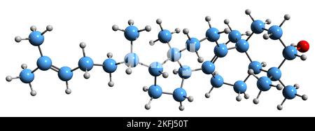 3D image of Lanosterol skeletal formula - molecular chemical structure of tetracyclic triterpenoid isolated on white background Stock Photo