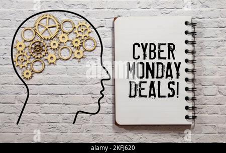 Portland, OR, USA - Nov 28, 2021: Closeup of Amazon Shopping app's Cyber Monday Deals page on a phone. Cyber Monday is a marketing term for e-commerce Stock Photo