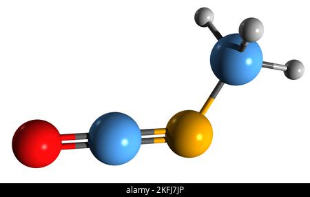 3D image of Methyl isocyanate skeletal formula - molecular chemical structure of Methyl carbylamine isolated on white background Stock Photo