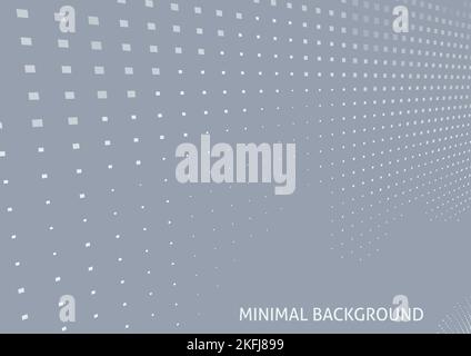 Minimal grey abstract background with perspective pixels surface. Dotted vector graphic pattern Stock Vector