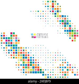 Simple colorful mosaic background with small multicolor squares. Dotted vector graphic pattern. CMYK colors Stock Vector