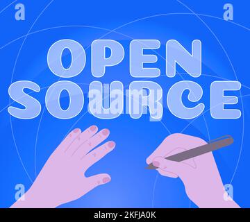 Conceptual display Open Source, Internet Concept denoting software which original source code freely available Stock Photo