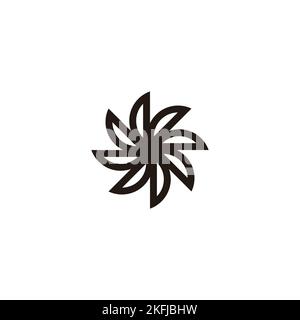 Unique sun, rounded geometric symbol simple logo vector Stock Vector