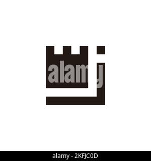 Letter j crown, square geometric symbol simple logo vector Stock Vector