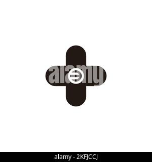Number 3 plus, circle geometric symbol simple logo vector Stock Vector