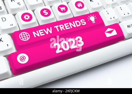 Conceptual display New Trends 2023. Internet Concept general direction in which something is developing Stock Photo