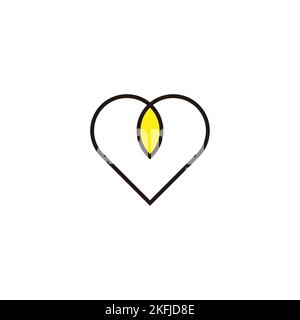 Heart, leaf, line geometric symbol simple logo vector Stock Vector