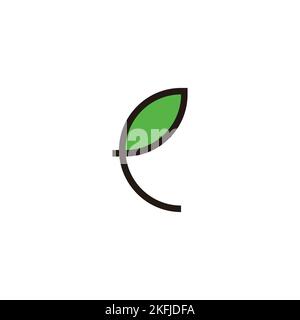 Letter e leaf, linear geometric symbol simple logo vector Stock Vector