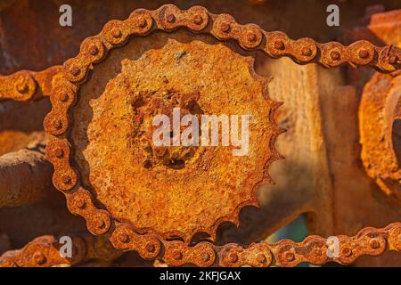 Rusted metallic cog-wheel mehanism Stock Photo