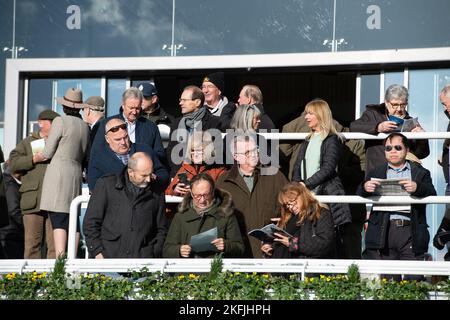 Ascot, Berkshire, UK. 18th November, 2022. Racegoers enjoying the afternoon sunshine at Ascot Racecourse. Credit: Maureen McLean/Alamy Live News Stock Photo