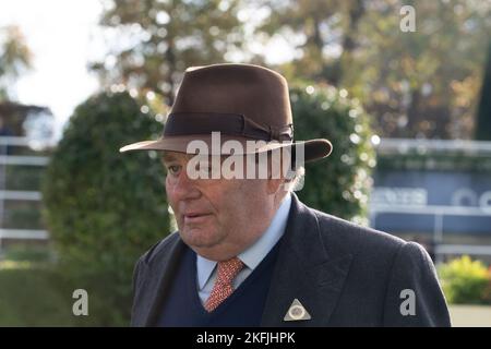 Ascot, Berkshire, UK. 18th November, 2022. Trainer Nicky Henderson at Ascot Racecourse. Credit: Maureen McLean/Alamy Live News Stock Photo