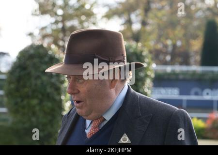 Ascot, Berkshire, UK. 18th November, 2022. Trainer Nicky Henderson at Ascot Racecourse. Credit: Maureen McLean/Alamy Live News Stock Photo