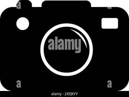 Vector illustration of a photo camera icon drawn in black and white Stock Vector