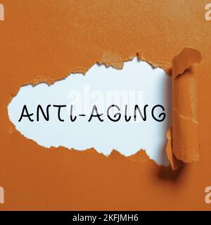 Text caption presenting Anti Aging. Internet Concept A product designed to prevent the appearance of getting older Stock Photo