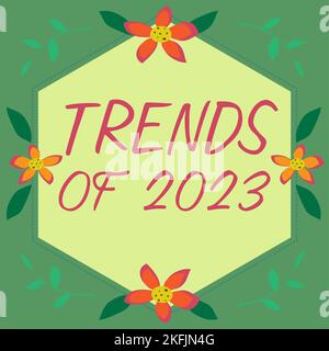 Writing displaying text Trends Of 2023. Business concept things that is famous for short period of time in current year Stock Photo