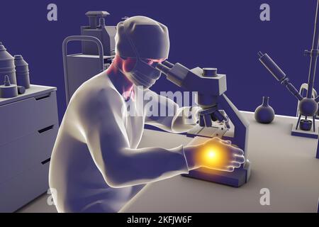 Carpal tunnel syndrome in laboratory workers, illustration Stock Photo