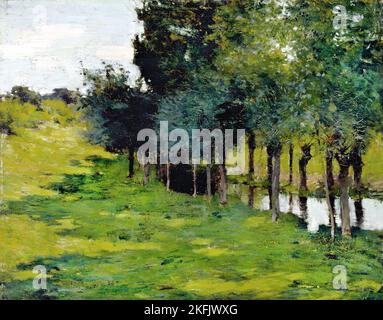 Willard L. Metcalf; A Family of Birches; 1907; Oil on panel; Museum of Fine Arts, Houston., USA. Stock Photo