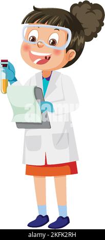 Scientist girl wearing lab coat illustration Stock Vector