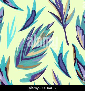 Psychedelic ornamental pattern. Watercolor hand drawn texture with floral and botanical ornate shapes and motifs.  Stock Vector