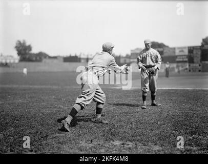 Harry Hooper, Left; Unidentified, Right; Boston Al (Baseball), 1913. Stock Photo