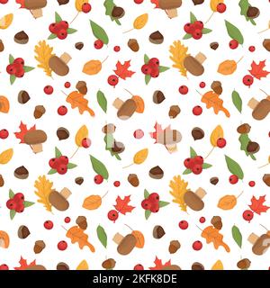 Colorful repetitive pattern background Fall season related, made of simple vector illustrations. Stock Vector