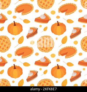 Colorful repetitive pattern background of Thanksgiving holiday celebration related things, made of simple vector illustrations. Stock Vector