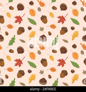 Colorful repetitive pattern background Fall season related, made of simple vector illustrations. Stock Vector