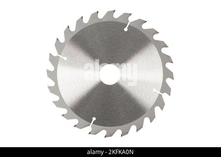 Circular saw blade tool isolated on white background. Metal circular power saw blade for wood isolated Stock Photo