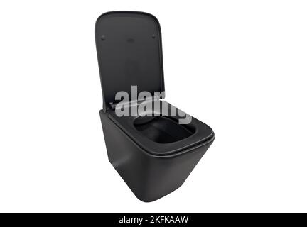 New black ceramic toilet isolated on a white background. Ceramic toilet bowl isolated Stock Photo