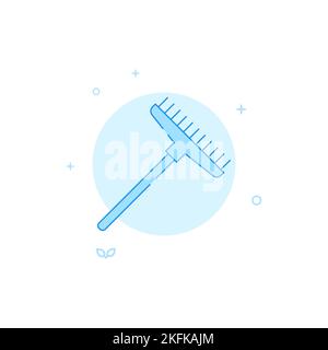 Garden rakes icon. Flat illustration. Filled line style. Blue monochrome design. Editable stroke. Adjust line weight. Stock Photo