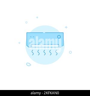 Air conditioning, split system icon. Flat illustration. Filled line style. Blue monochrome design. Editable stroke. Adjust line weight. Stock Photo