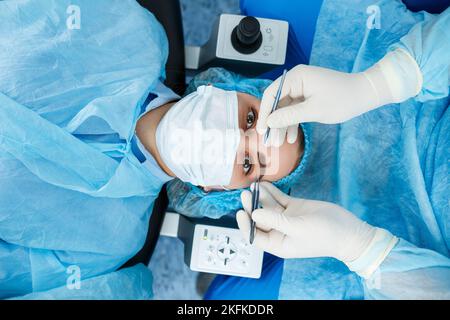 laser vision correction. Glaucoma treatment. Medical technologies for eye surgery. laser vision correction. Glaucoma treatment. Medical technologies f Stock Photo