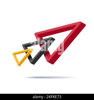 Abstract arrow, 3d triangle shapes composed in arrow, red black and yellow Stock Vector