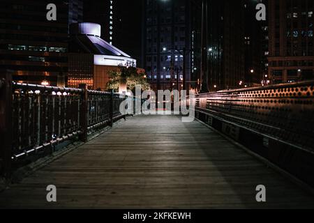 The view from an old bridge to the Everett city buildings at night Stock Photo