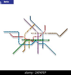 3d isometric Map of the Berlin metro subway. Template of city transportation scheme for underground road Stock Vector