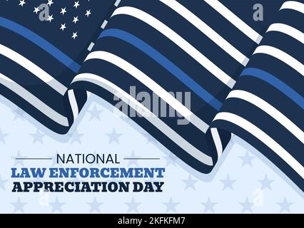 National Law Enforcement Appreciation Day or LEAD on January 9th to Thank and Show Support in Flat Cartoon Hand Drawn Templates Illustration Stock Vector