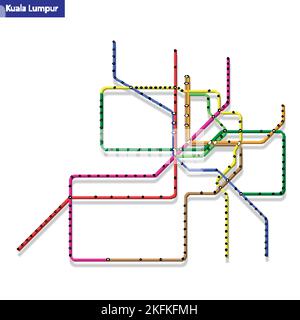 Map of the Kuala Lumpur metro, Subway, Template of city transportation ...