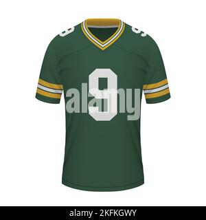 Realistic american football jersey Green Bay Packers, shirt template for kit.  Vector illustration Stock Vector Image & Art - Alamy