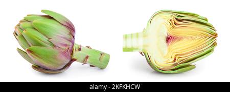 Fresh Artichokes isolated on white background closeup Stock Photo