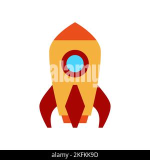 Vector illustration of a toy car in a flat style. Icon of a rocket ship Stock Vector