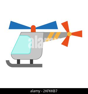 Vector illustration of a toy car in a flat style. Icon of a helicopter Stock Vector