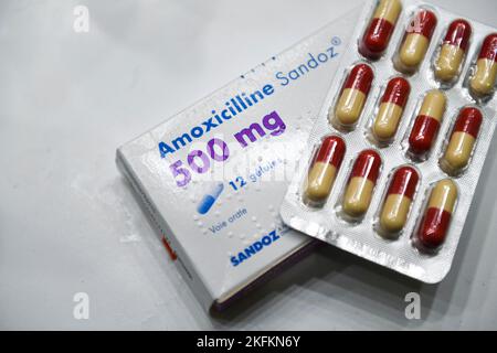 Illustration picture shows a box containing a pack of drugs of ...