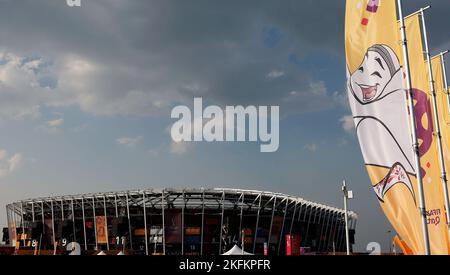 (221119) -- DOHA, Nov. 19, 2022 (Xinhua) -- This photo taken on Nov. 18, 2022 shows a view of the 974 Stadium in Doha, Qatar. The FIFA World Cup Qatar 2022 will kick off on Nov. 20, 2022. (Xinhua/Wang Lili) Stock Photo