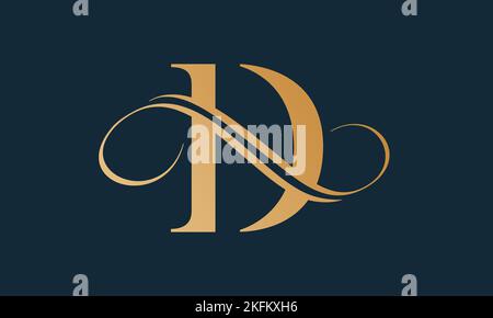Luxury letter d logo template in gold color. Modern trendy initial luxury d letter logo design. Royal premium letter d logo design vector template. Stock Vector